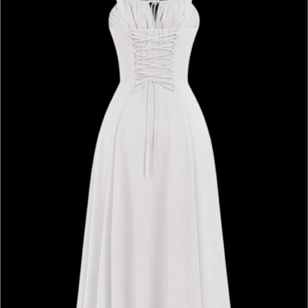 White Maxi Dress with Cinched Bodice - Picture 4 of 5